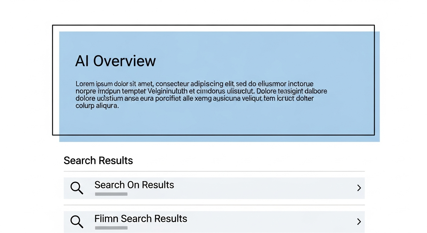 Google SGE（AI概観）の検索結果画面のイメージ図